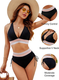 High-Waist Bikini Sets met Buikcontrole en Kleurblokken