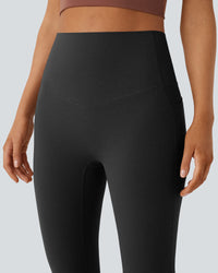 High-Waisted Buikcorrigerende Shaping Yoga Legging met Zakken en Uitlopende Pijpen