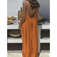 Mouwloze Cami Maxi Loungejurk voor Dames, Effen Kleur, Nachtkleding