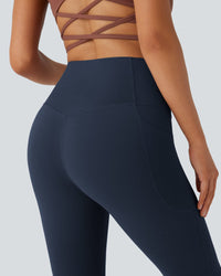High-Waisted Buikcorrigerende Shaping Yoga Legging met Zakken en Uitlopende Pijpen