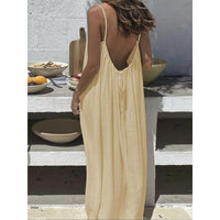 Mouwloze Cami Maxi Loungejurk voor Dames, Effen Kleur, Nachtkleding