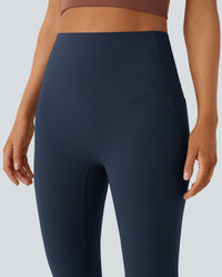 High-Waisted Buikcorrigerende Shaping Yoga Legging met Zakken en Uitlopende Pijpen