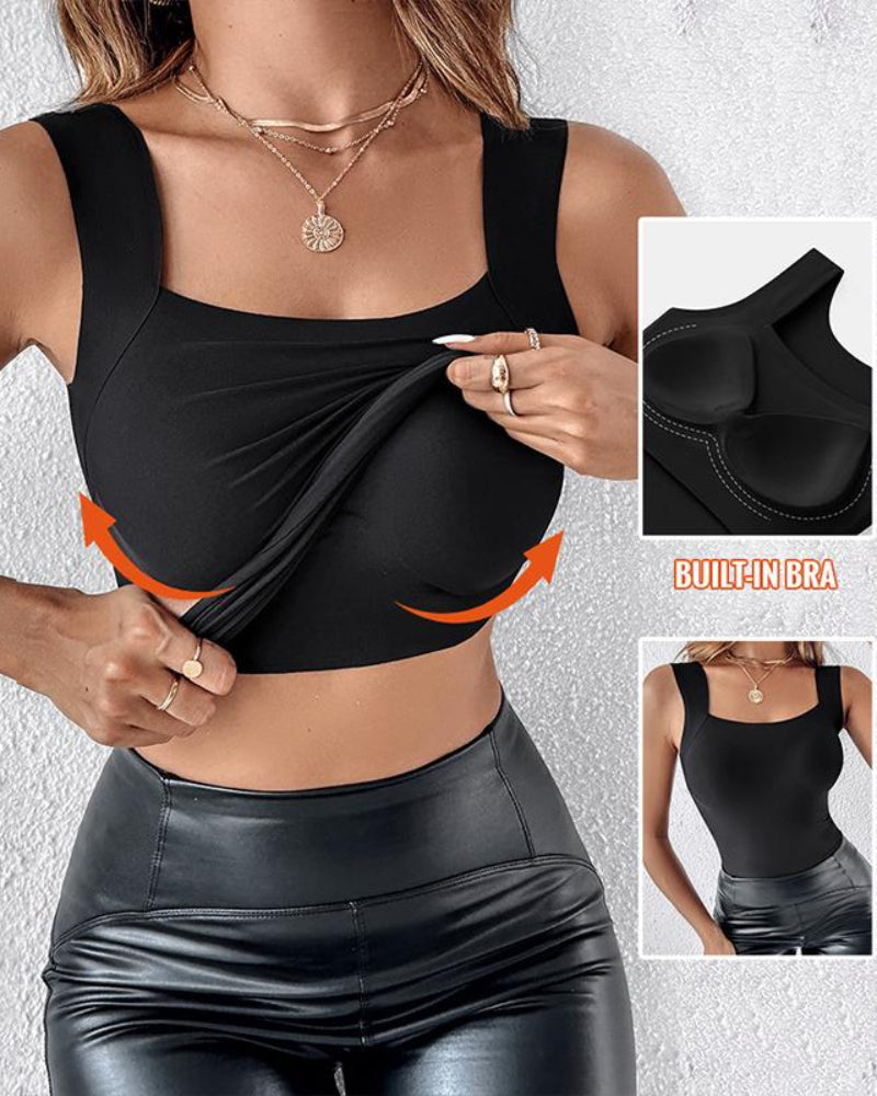 U-Hals Ingebouwde BH Corrigerende Tanktop