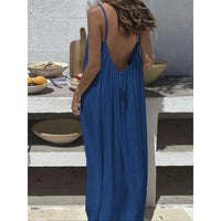 Mouwloze Cami Maxi Loungejurk voor Dames, Effen Kleur, Nachtkleding