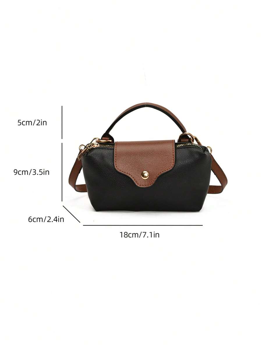 Mini waterdichte nylon tas voor dames met contrasterende details