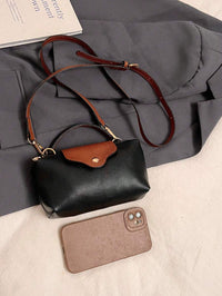 Mini waterdichte nylon tas voor dames met contrasterende details