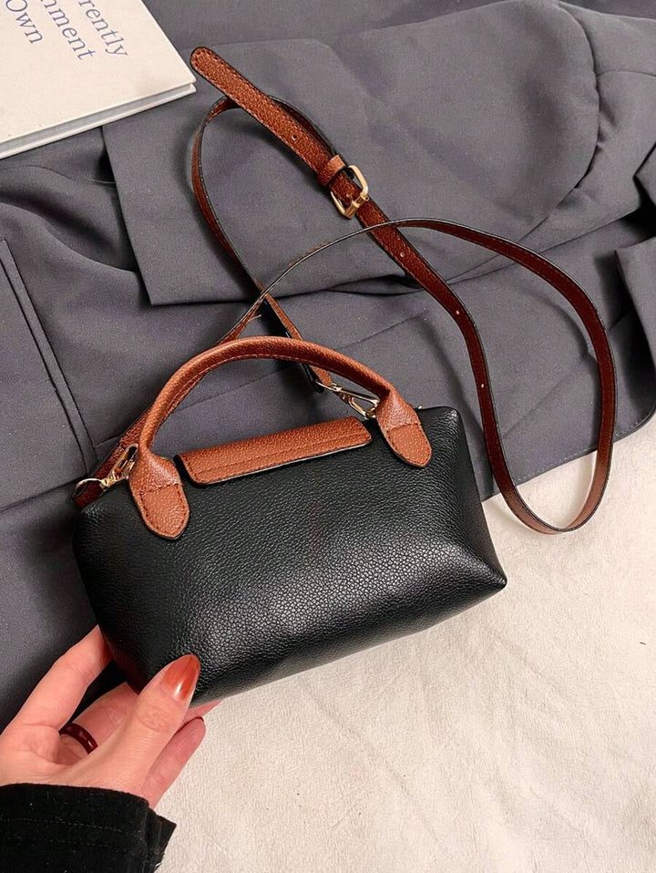 Mini waterdichte nylon tas voor dames met contrasterende details