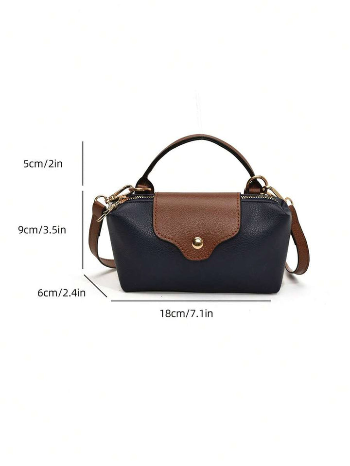 Mini waterdichte nylon tas voor dames met contrasterende details