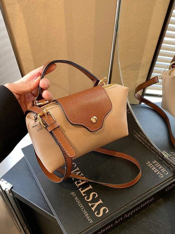 Mini waterdichte nylon tas voor dames met contrasterende details