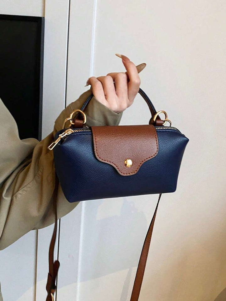 Mini waterdichte nylon tas voor dames met contrasterende details