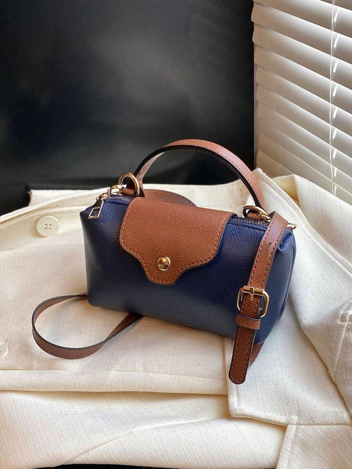 Mini waterdichte nylon tas voor dames met contrasterende details