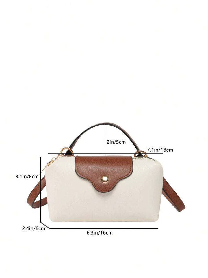 Mini waterdichte nylon tas voor dames met contrasterende details