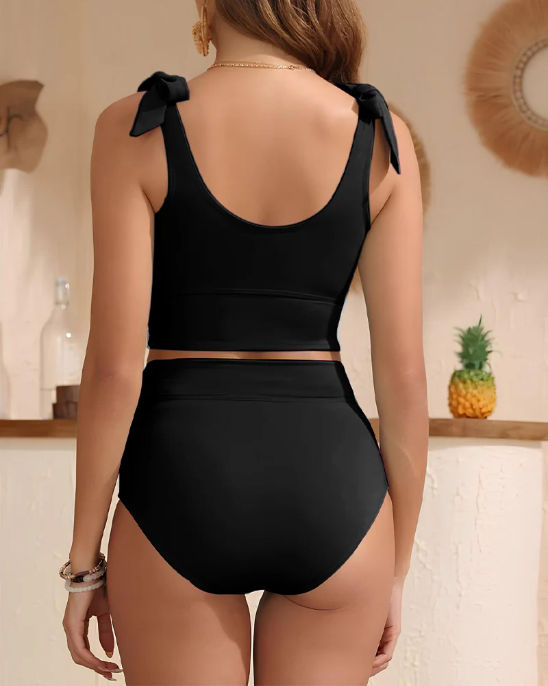 Bikiniset met dubbele strikbandjes, hoge taille en buikcontrole