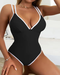 Effen Kleur Mode Slanke Bandjes Rugloos Sexy Bikini Zwempak