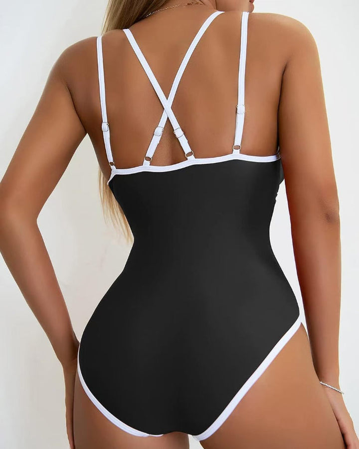 Effen Kleur Mode Slanke Bandjes Rugloos Sexy Bikini Zwempak
