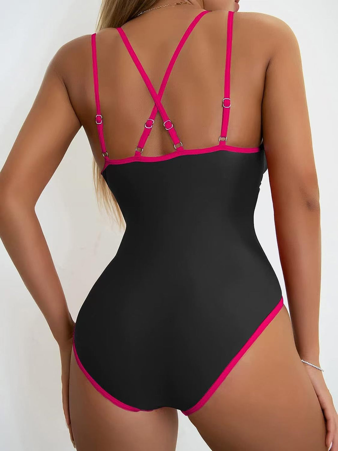 Effen Kleur Mode Slanke Bandjes Rugloos Sexy Bikini Zwempak