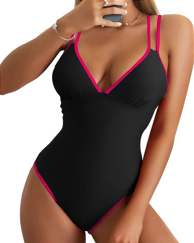 Effen Kleur Mode Slanke Bandjes Rugloos Sexy Bikini Zwempak