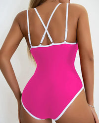 Effen Kleur Mode Slanke Bandjes Rugloos Sexy Bikini Zwempak