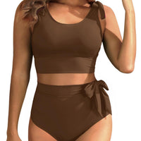 Bikiniset met dubbele strikbandjes, hoge taille en buikcontrole