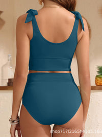 Bikiniset met dubbele strikbandjes, hoge taille en buikcontrole