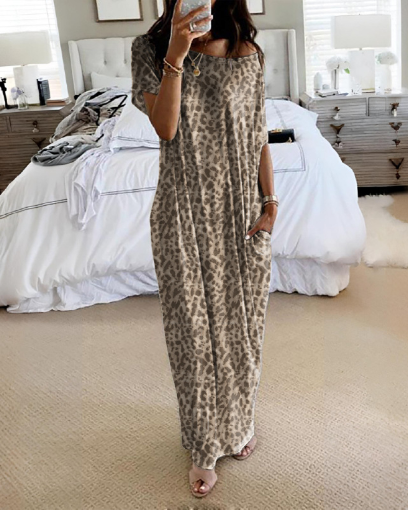 Maxi-jurk met vleermuismouwen en off-shoulderhalslijn