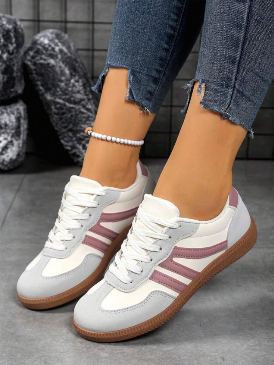 Camden Court Cream Grey Rose Sneakers