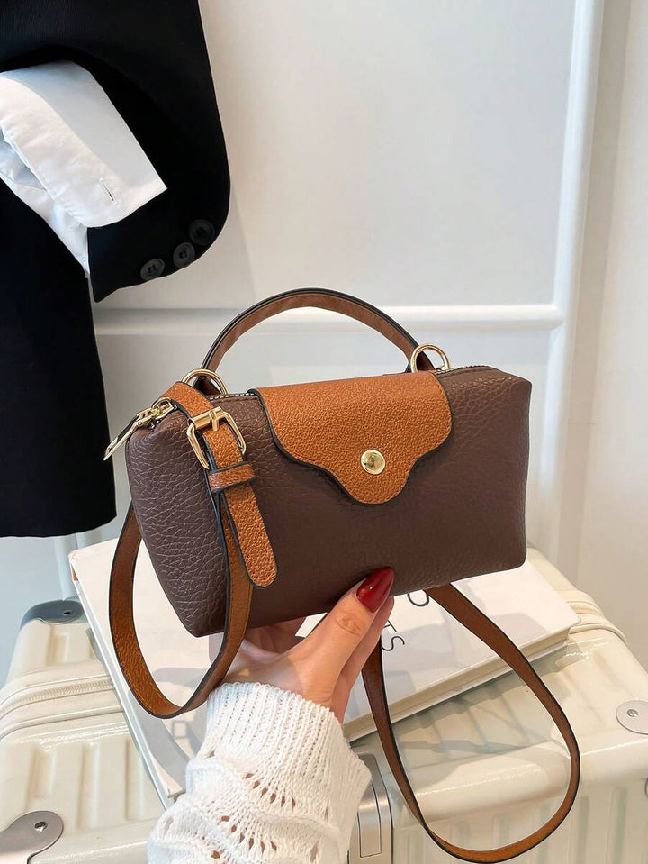 Mini waterdichte nylon tas voor dames met contrasterende details
