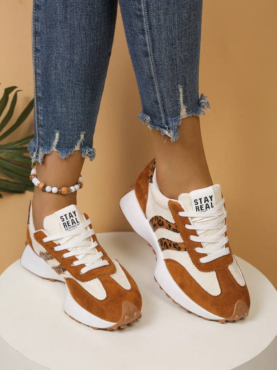 CloudLane Stripe Casual | Leopard Brown/Off-White
