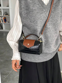 Mini waterdichte nylon tas voor dames met contrasterende details