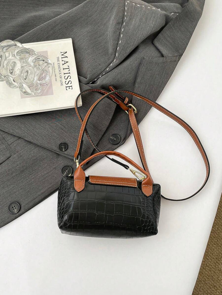 Mini waterdichte nylon tas voor dames met contrasterende details