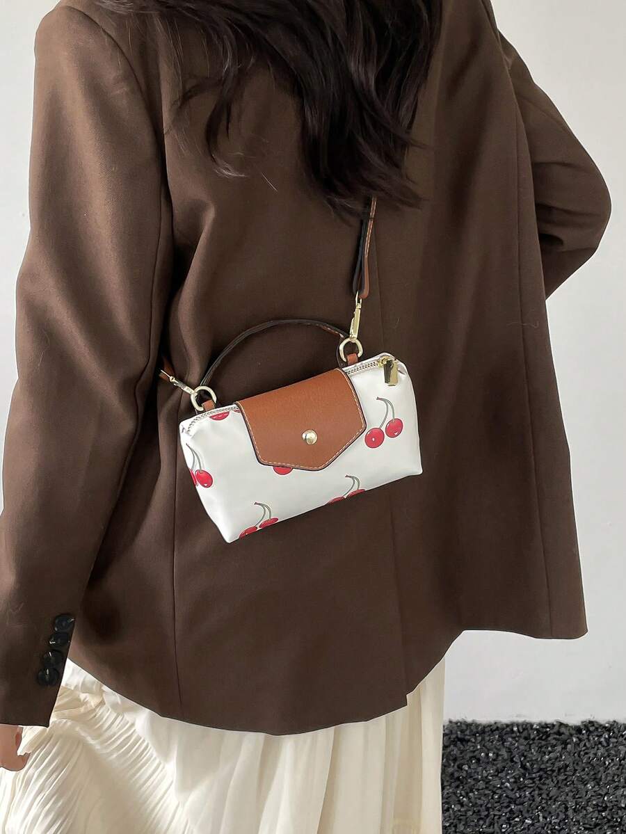 Mini waterdichte nylon tas voor dames met contrasterende details