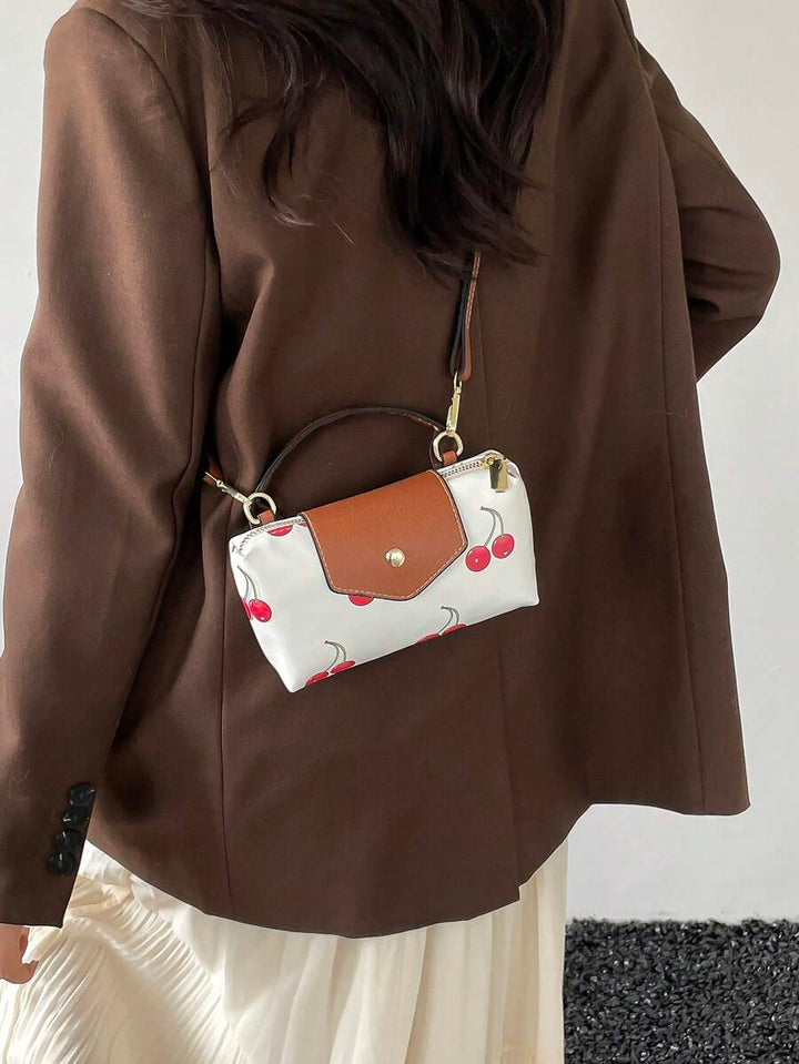 Mini waterdichte nylon tas voor dames met contrasterende details