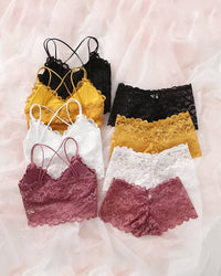 Ondergoed & Nachtkleding Basics 4-delige set Kanten Draadloze Beha En Slipje Lingerie Set
