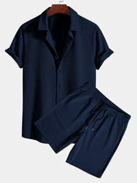 Palermo Set van Shirt met Textuur en Korte Broek