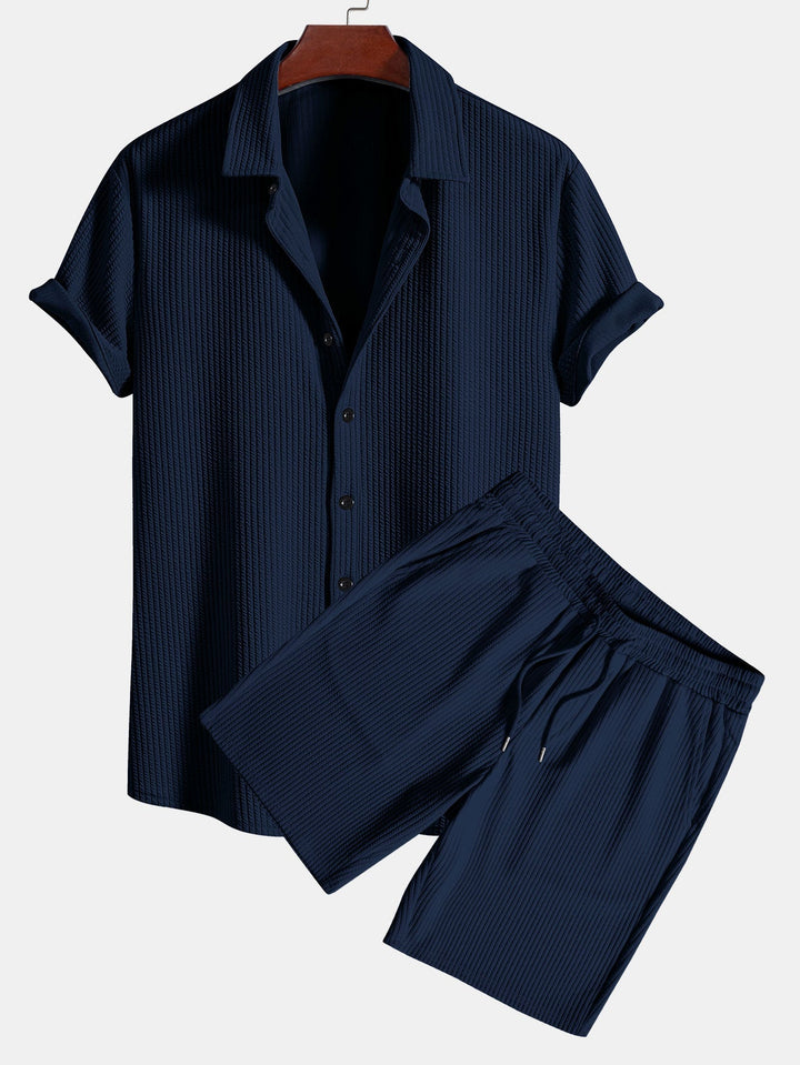 Palermo Set van Shirt met Textuur en Korte Broek