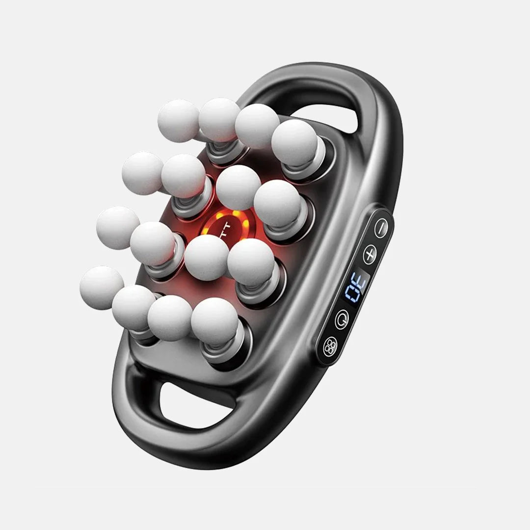 Adjustable Deep Tissue Massage Gun with 16 Heads, 30 Speeds & Red Light Therapy