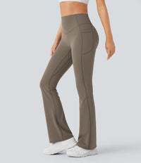 High-Waisted Buikcorrigerende Shaping Yoga Legging met Zakken en Uitlopende Pijpen