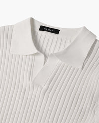 Siena Ribgebreid Poloshirt met V-hals
