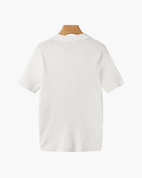 Siena Ribgebreid Poloshirt met V-hals