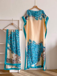 Dames sjaal en omslagdoek set met pauwenprint – elegante strandbedekking