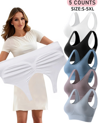 ?Grote Maten tot 5XL ?Ademende Draadloze Holle Bh voor Volle Figuren (5 Stuks)