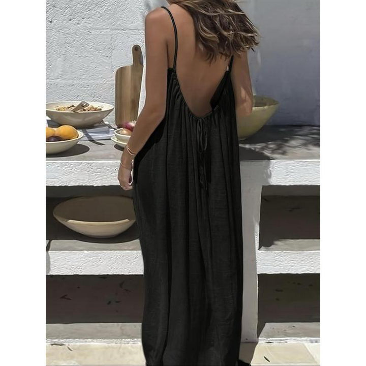 Mouwloze Cami Maxi Loungejurk voor Dames, Effen Kleur, Nachtkleding