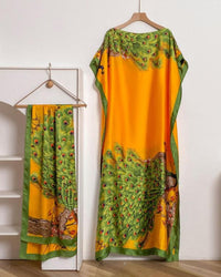 Dames sjaal en omslagdoek set met pauwenprint – elegante strandbedekking