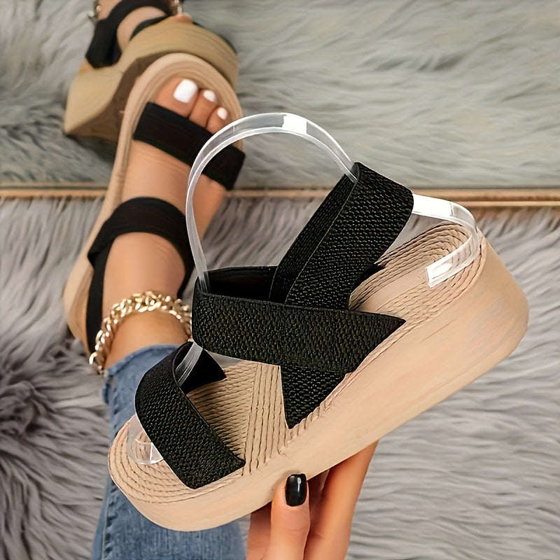 Sandalen met bandjes over de wreef en plateauzool