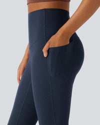 High-Waisted Buikcorrigerende Shaping Yoga Legging met Zakken en Uitlopende Pijpen