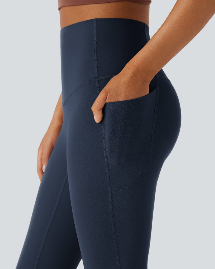 High-Waisted Buikcorrigerende Shaping Yoga Legging met Zakken en Uitlopende Pijpen