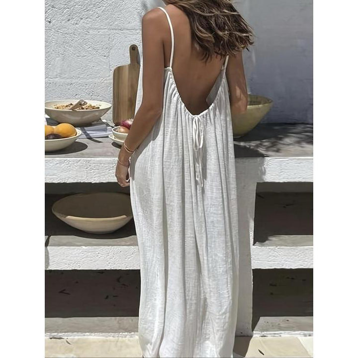 Mouwloze Cami Maxi Loungejurk voor Dames, Effen Kleur, Nachtkleding