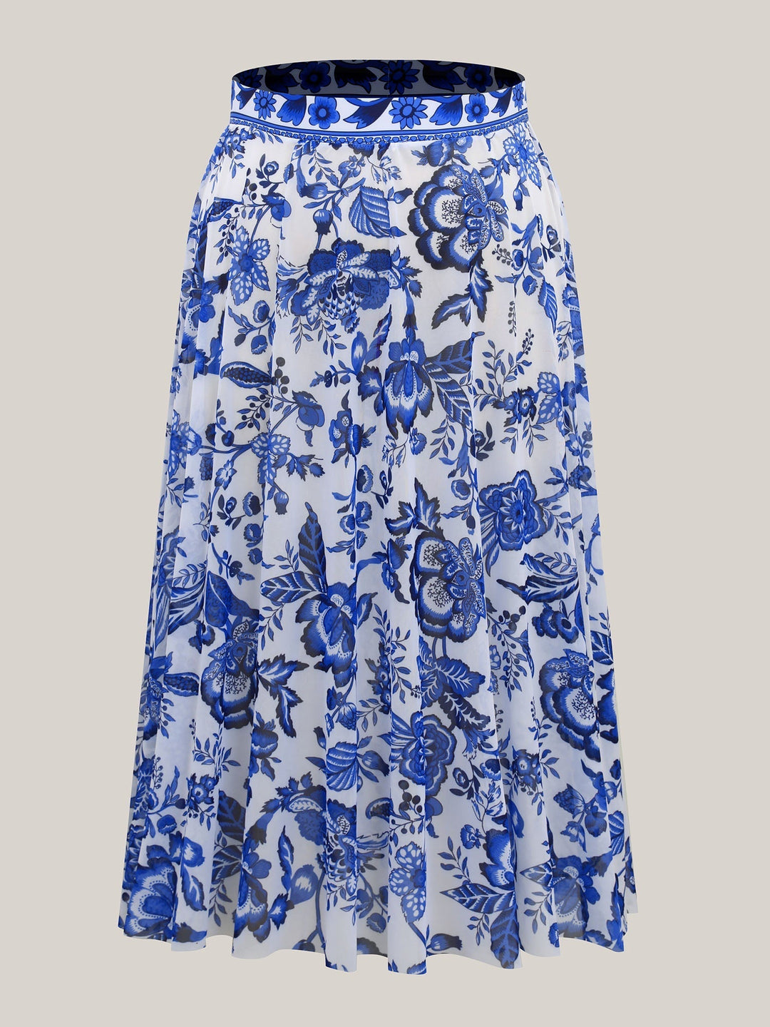 Tweedelig Badpak met Bloemenprint, Gerimpeld Gaas en Sarong