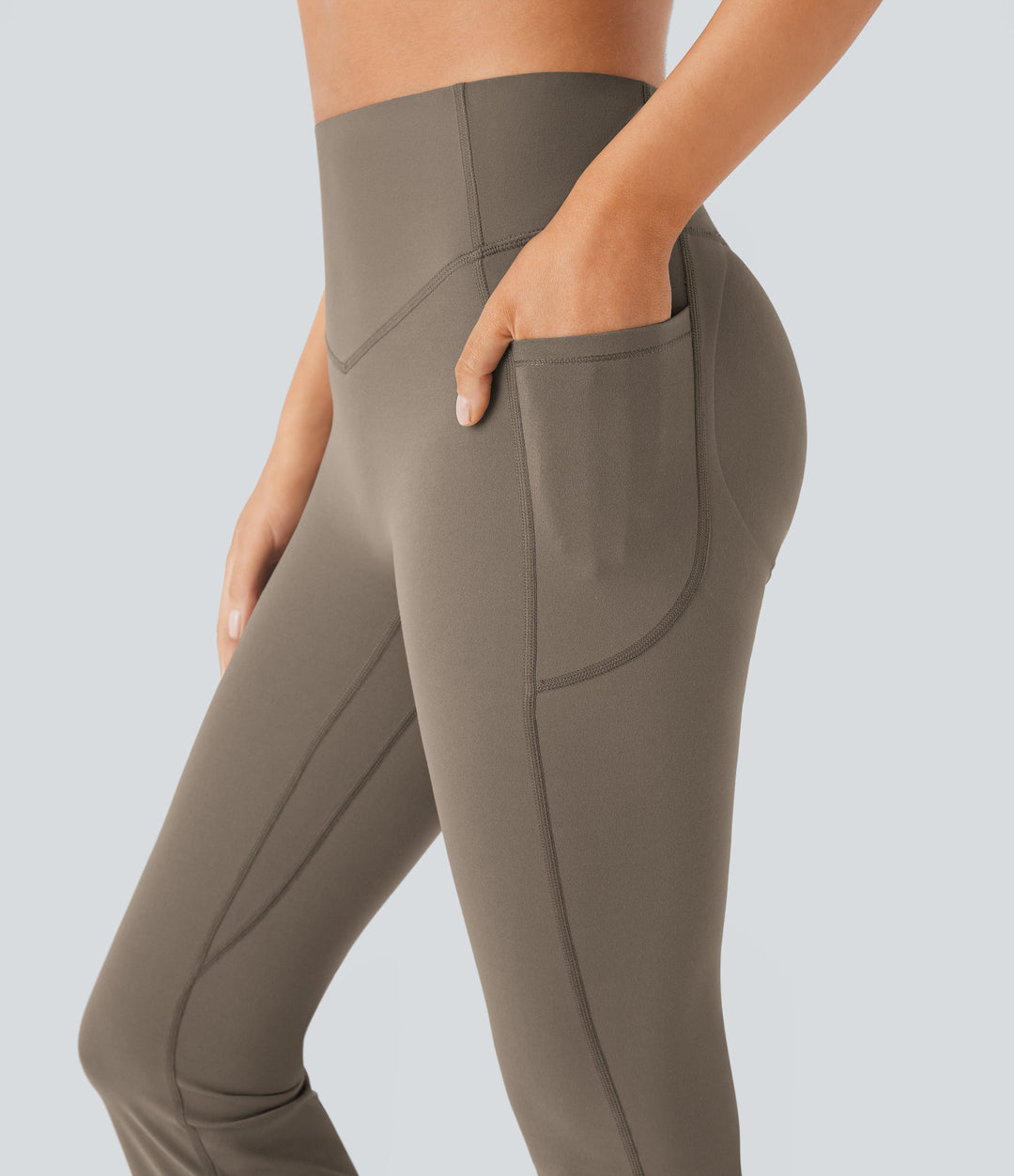 High-Waisted Buikcorrigerende Shaping Yoga Legging met Zakken en Uitlopende Pijpen