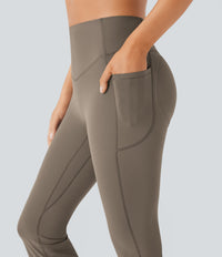 High-Waisted Buikcorrigerende Shaping Yoga Legging met Zakken en Uitlopende Pijpen